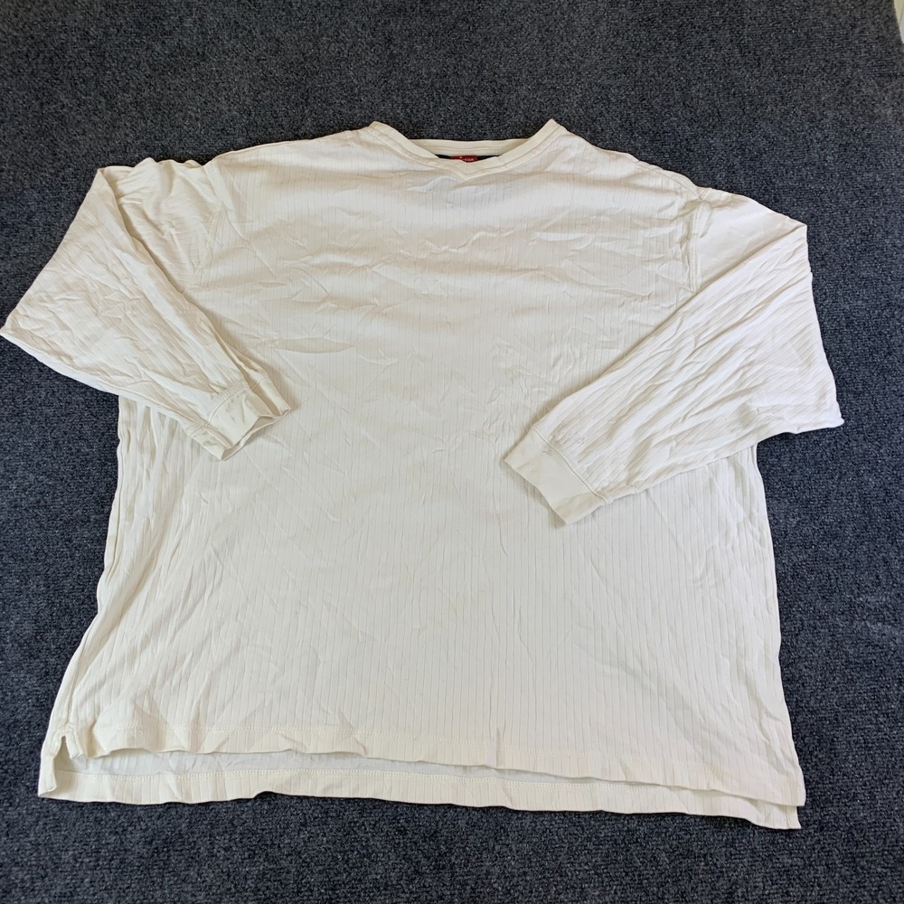 Junction West Sweat Shirt Mens 2XL Beige Ribbed Knit Cotton V Neck Warm Cozy